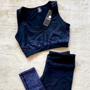 NWT Blue Metallic Glitter Active Set